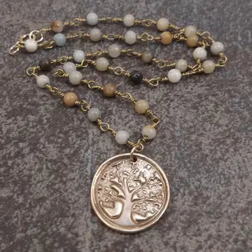 Bronze and Bead Tree of Life Necklace