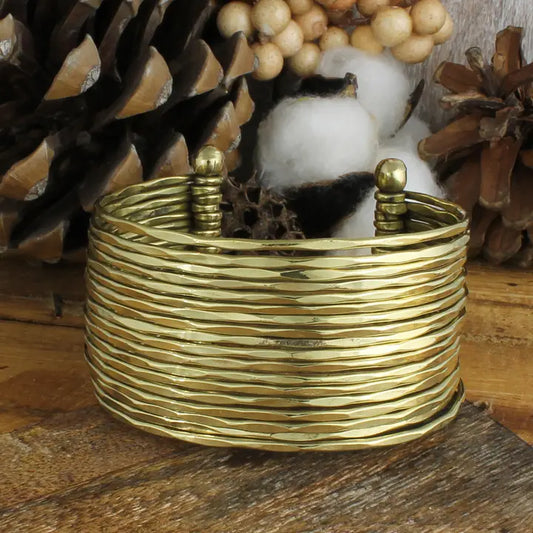 Gold Metal Hammered Cuff Bracelet