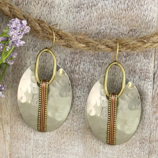 Mixed Metal Oval Earring