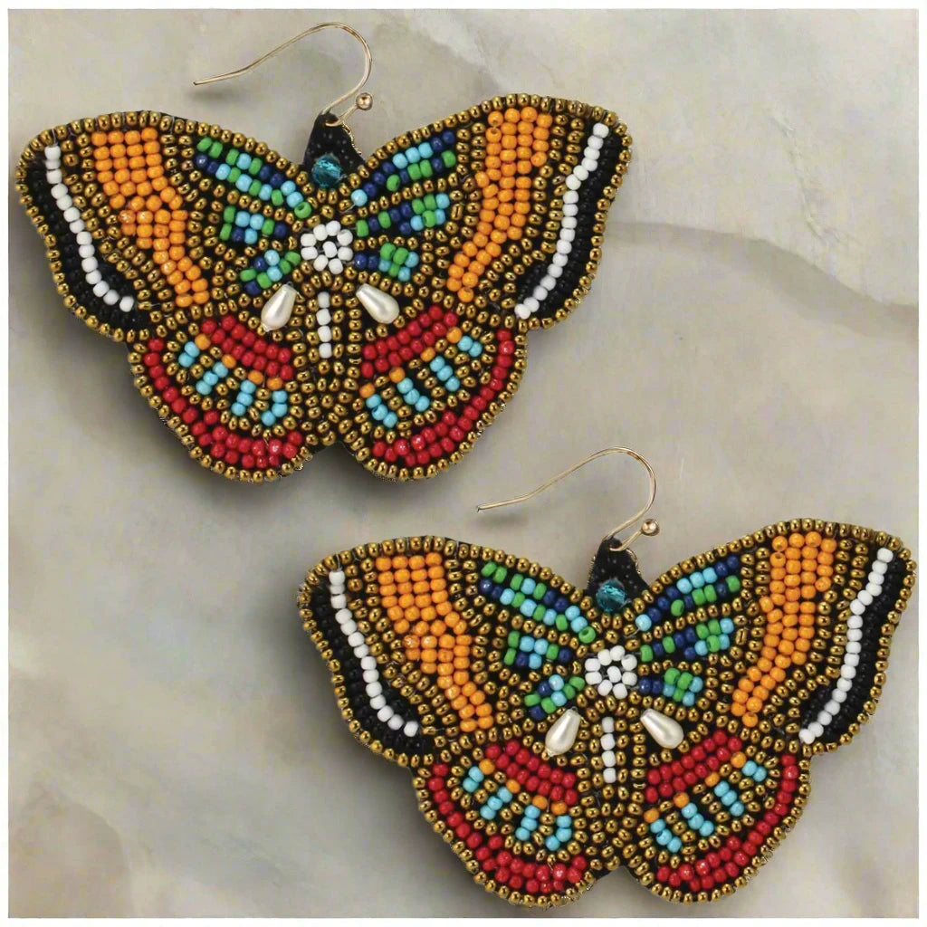 beaded butterfly earring