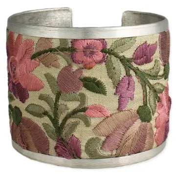 Pink Embroidered Cuff Bracelet