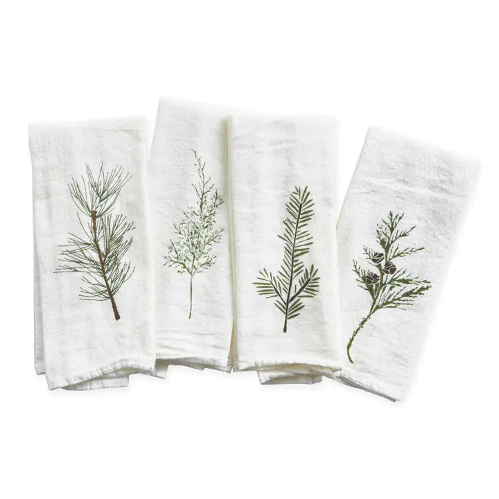 Nature Print 100% Cotton Dinner Napkins/ Set of Four